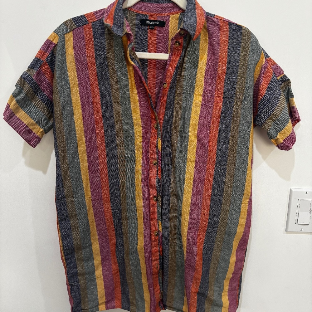 Madewell striped short sleeve button down in size XXS